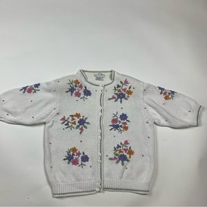 Vintage 90s Jennifer Reed Floral Embroidered Sweater
